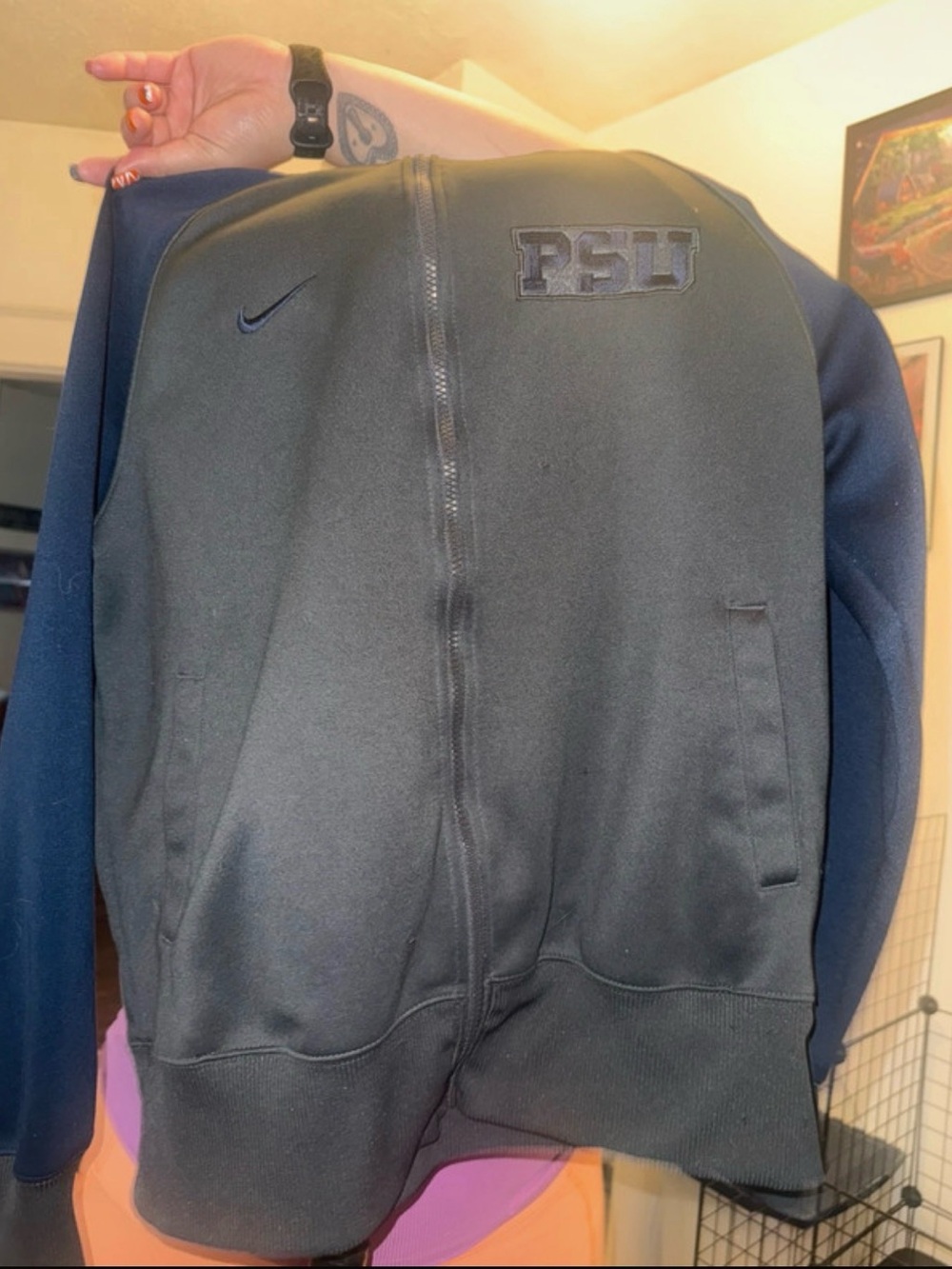 Nike Black and Navy Varsity Bomber Jacket